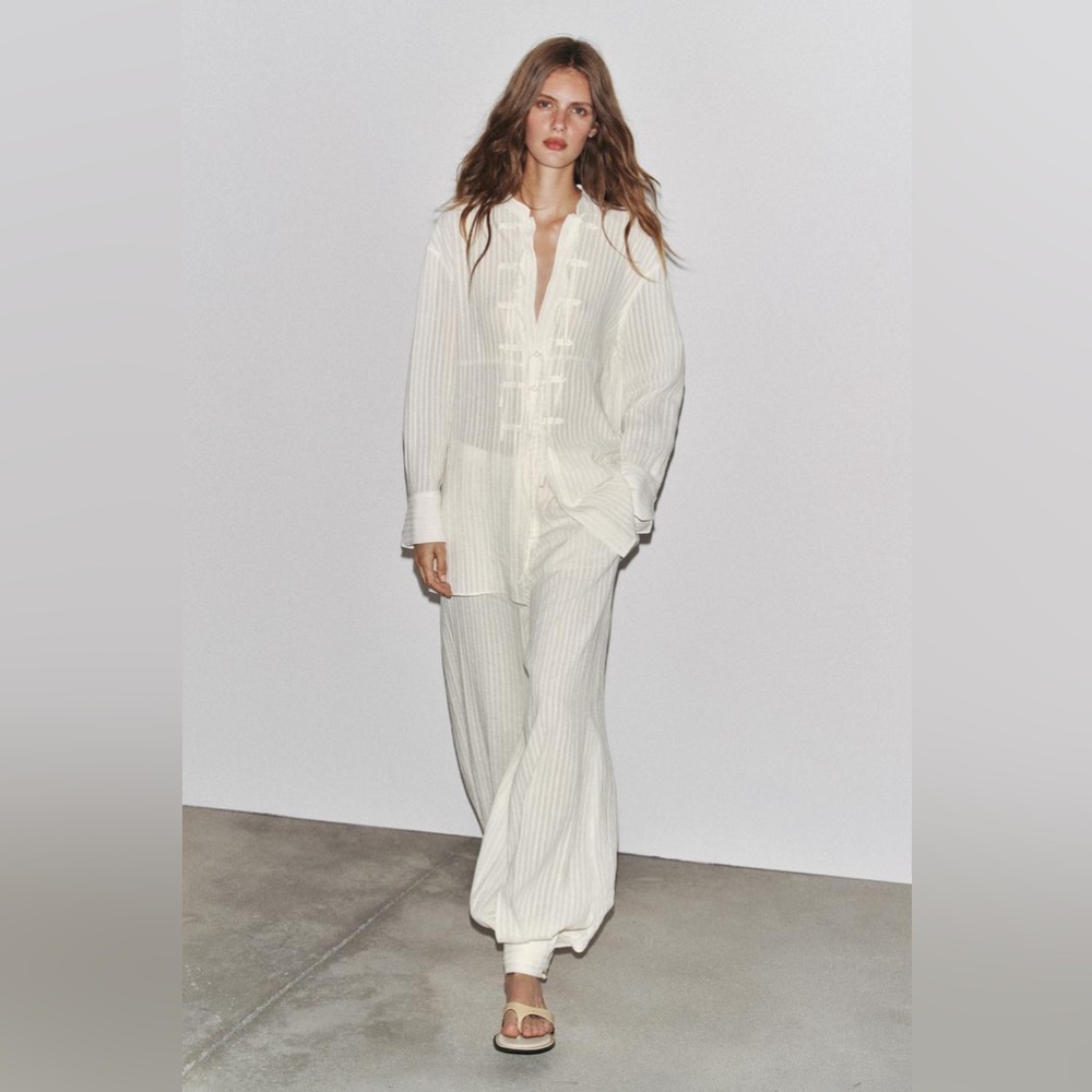 Relaxed Ivory Wide-Leg Pants for Women